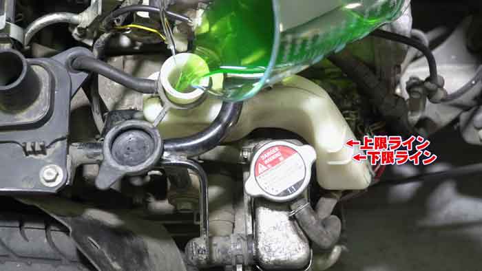 水冷バイクの冷却水 クーラント液 の交換 継ぎ足し エアー抜き方法 ジャイロx Td02 の場合