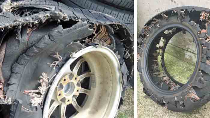 高速走行においてのタイヤバーストの恐怖 タイヤパンク ホイール破壊 落下物は絶対踏むな